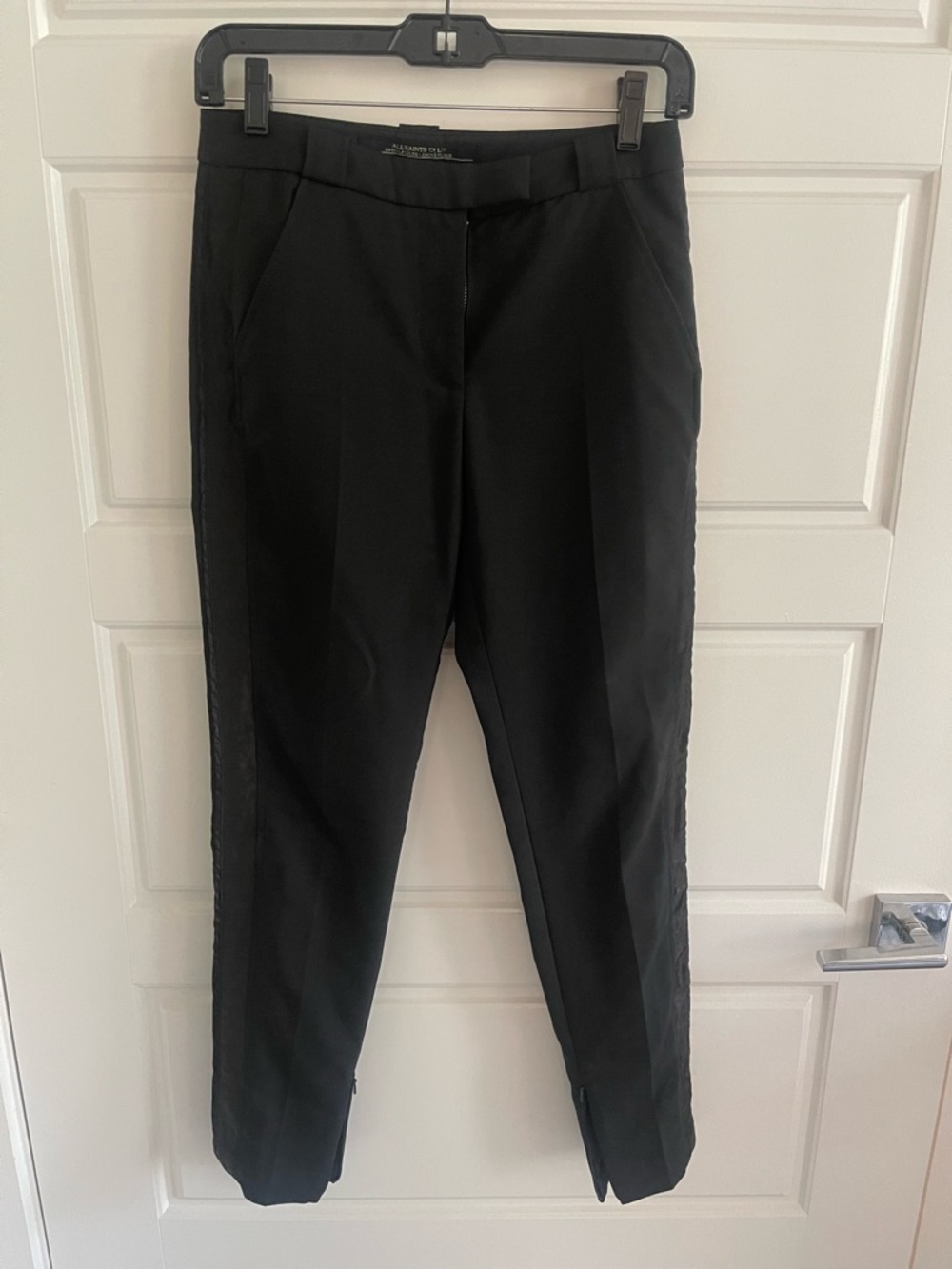 All Saints Tuxedo cigarette pant with zips at ankle. Rock star approved. Sz 0.